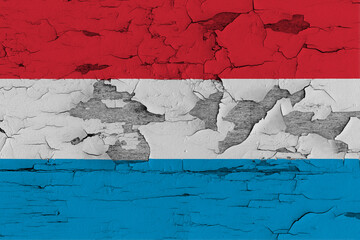 Grand Duchy of Luxembourg Flag Painted on Old Wood Plank Background