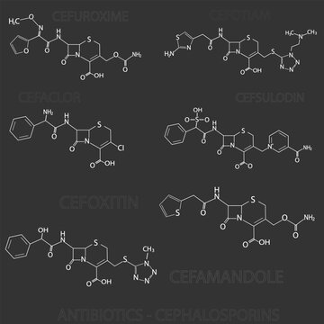 antibiotics cephalosporins molecular skeletal chemical formula