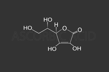 ascorbic acid. vitamin c molecular skeletal chemical formula