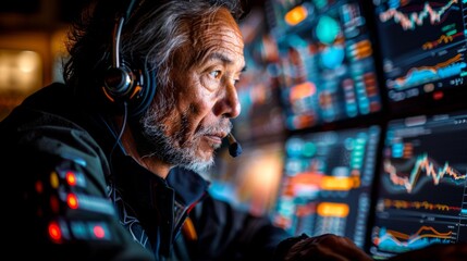 Close-up of a trader's hands with multiple screens showing live trading data, intense focus, Documentary Photography style