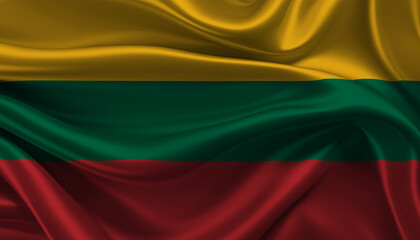 Bright and Wavy Republic of Lithuania Flag Background