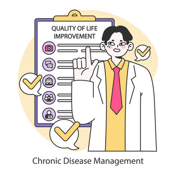 Chronic Disease Management concept. . Flat vector illustration.