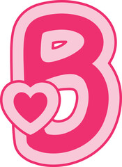 B Heart Alphabet Valentine Day Font