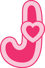 J Heart Alphabet Valentine Day Font