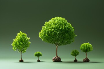 Small green leaves tree. Foliage bloom. Generate Ai