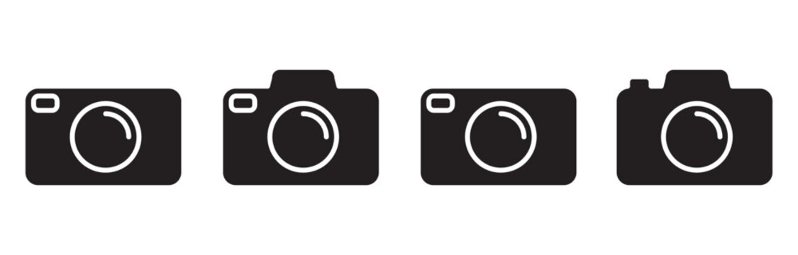 Camera icon vector, photo camera sign black illustration..eps