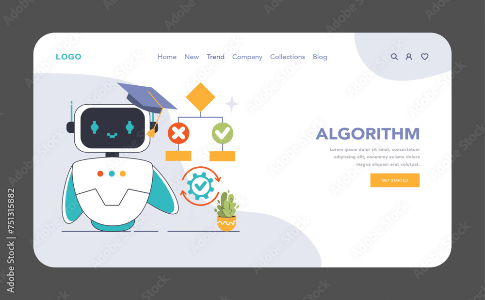Poster algorithm concept. flat vector illustration