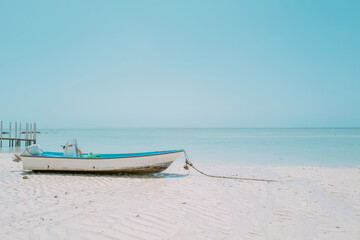 Fototapeta premium ビーチに停泊するボート