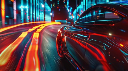 Timewarp Streets: A Hypnotic Blend of Modern Cars and Glowing Light Trails in a Night Time Hyperlapse