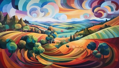 fantasy landscape watercolor painting
