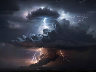 Stormcloud clouds with thunder and lightning
