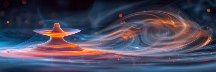 Abstract Long Exposure Photo Capturing a Spinning Top in a Swirl of Light and Color, Subtly Upscaled for Enhanced Clarity 