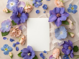  flatlay image, high quality, purple flowers, elegant, minimalist, wedding 