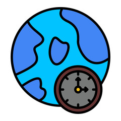   Time Zone line filled icon