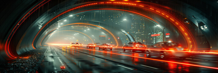 Through the Tunnel: A Futuristic Journey Captured in Long Exposure