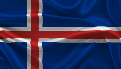 Fototapeta premium Bright and Wavy Iceland Flag Background