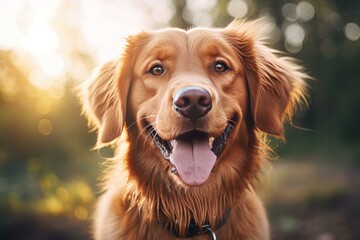 Obraz premium Smiling dog closeup. Head face animal. Generate Ai