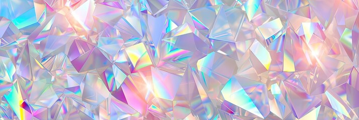 holographic light crystal pattern texture, shimmering with iridescent rainbow colors