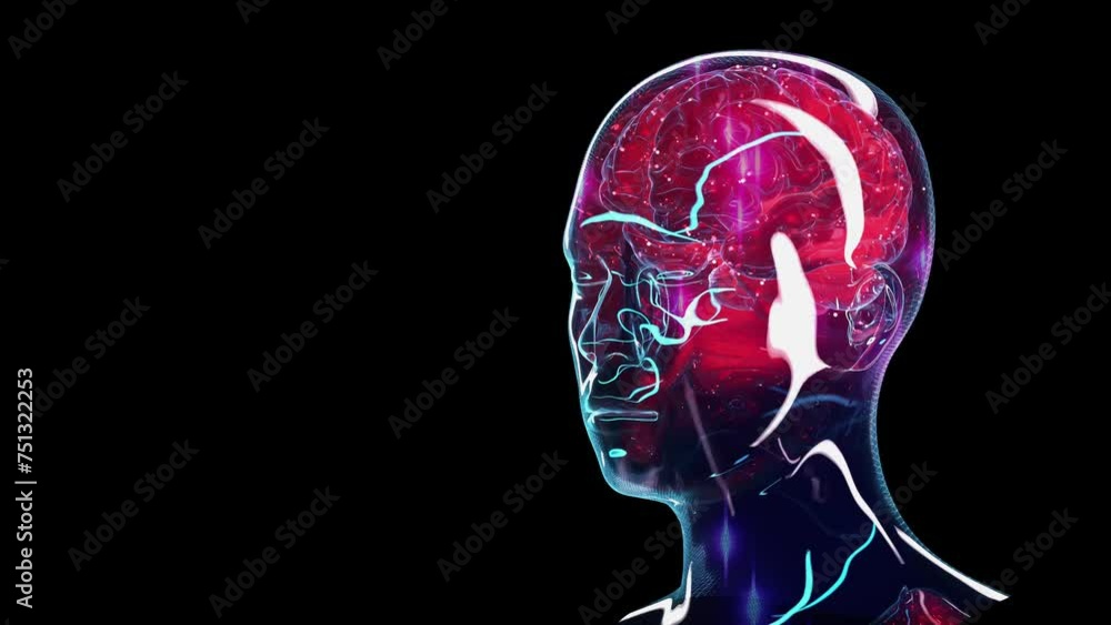 Poster head human holographic. artificial intelligence concept background. can be used in background elemen