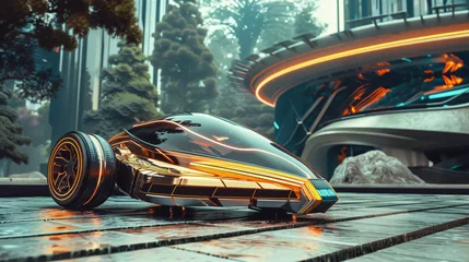 Tuinposter Futuristic hoverboards transportation © Hassan