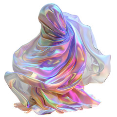 Human body structure inside holographic smooth wavy silk or satin texture