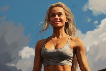 Smiling fit woman. Female beauty. Generate Ai