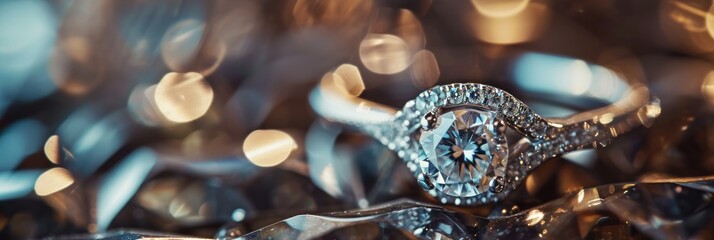 wedding rings on a silver background with bokeh effect
