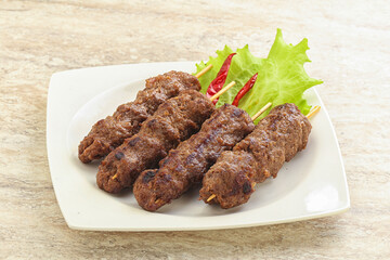 Beef kebab skewer minced meat