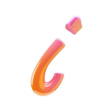3D Glossy Plastic style lowercase letter i, character isolated in pink, orange colors