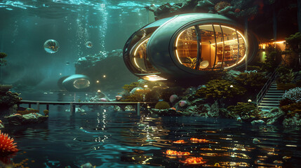 Futuristic underwater habitats architecturender