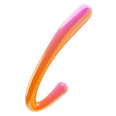 3D Glossy Plastic style lowercase letter l, character isolated in pink, orange colors