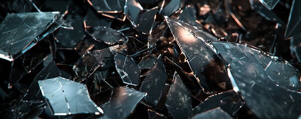 Hyper photo realistic large shards of broken glass, dark gothic fantasy art, high contrast Generative Ai  - 751325466