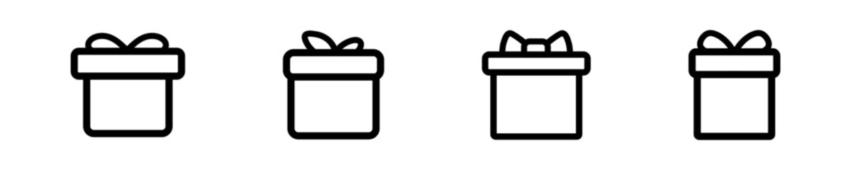 Gift. Gift box line icon. Present or Surprise for holiday. Prize box vector icon collection in vector flat style