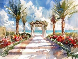 Obraz na płótnie Canvas watercolor wedding on the Beach