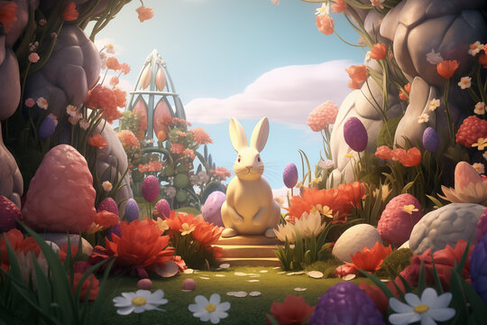 Easter background, 2D illustration