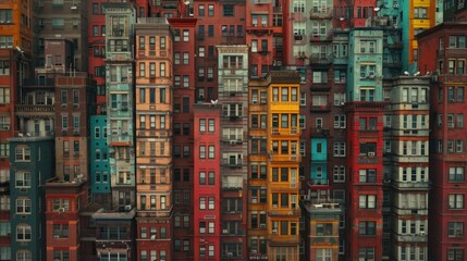 Fototapeta na wymiar Colorful multi-storey buildings