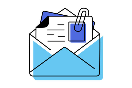Email attachment related color line vector icon, illustration. The icon is about mail address, envelope, letter, message, email attachment, file. The composition is infinitely scalable.