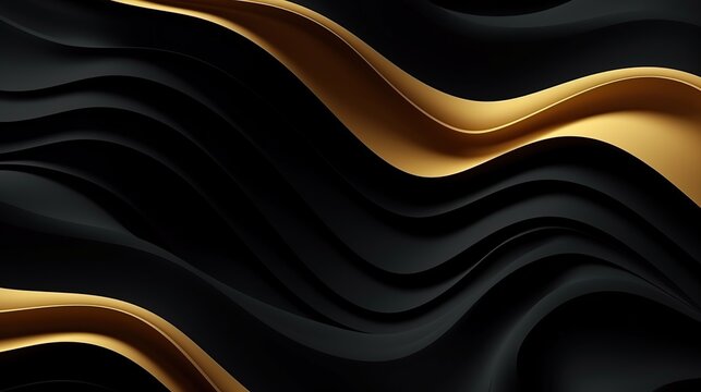 Dark luxury background with gold waves