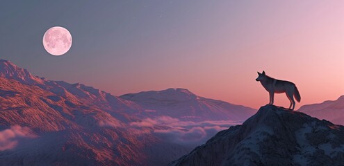 a mountain range with clouds and a pink sky