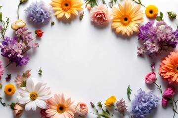 Fototapeta na wymiar multicolored flowers isolated on background. space for text