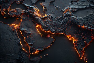 a map of the world with lava