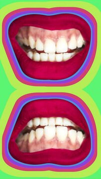 pattern of red lips in vertical
