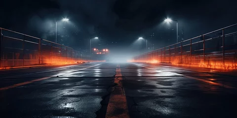  Midnight basement parking area or underpass alley. Wet, hazy asphalt with lights on sidewalls. crime, midnight activity concept. © Coosh448