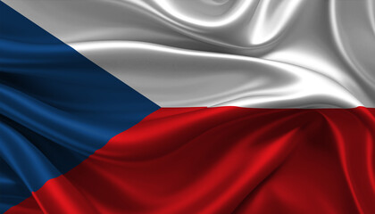 Bright and Wavy Czech Republic Flag Background