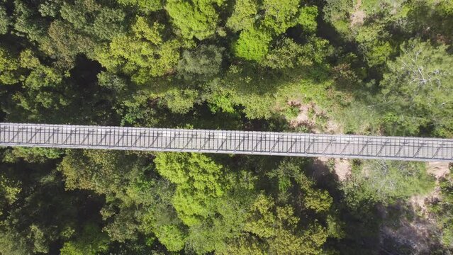 aerial photography from a drone suspension bridge