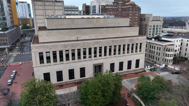 Patrick Henry Building on Virginia State Capitol complex. Aerial view of government building.