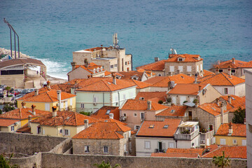 Old town Budva, Montenegro, view of the roof with special tiles