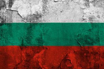 Republic of Bulgaria Flag Cracked Concrete Wall Textured Background