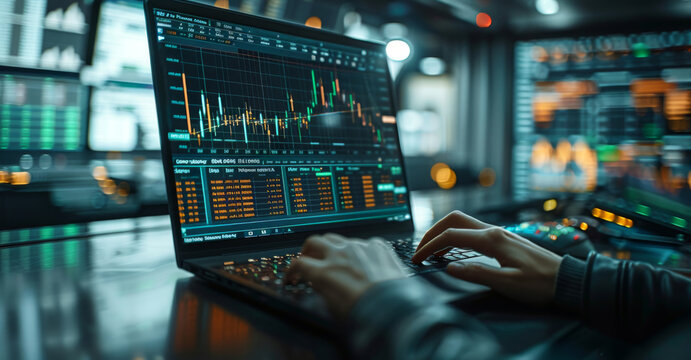 computer screen with trading chart or stock market