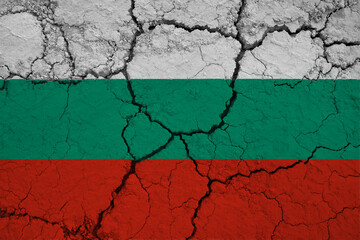 Close-Up of a Wrinkled and Cracked Old Republic of Bulgaria Flag